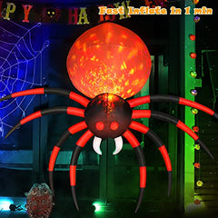 8 FT Halloween Inflatable Spider Outdoor Decorations for Yard, Giant Crawling Spider with LED Rotating Flame,
