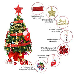 22'' Mini Christmas Tree Set w/ 50 LED Lights & 39 Pcs Ornaments