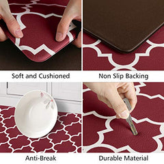2 PCS Cushioned Anti-Fatigue Kitchen Rug, Waterproof Non-Slip