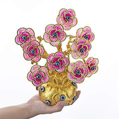 Turkish Evil Eye Flowers Tree / Golden Lucky Bag Ornament Decoration for Good Luck/Wealth