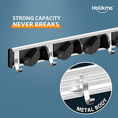 Holder Wall Organization and Storage Organizer(4 Positions with 4 Hooks, Black)