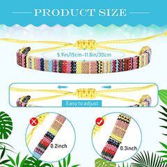 18 Pcs  Surfer Ankle Adjustable Beaded Anklets Unisex Handmade Braided Waterproof  Colorful Anklet