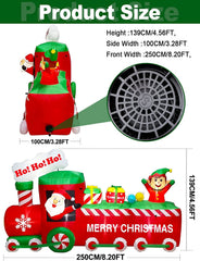 8Ft Christmas Inflatable Santa Claus Train Decoration w/ LEDs