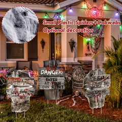 Halloween  Outdoor Yard Signs Stakes w/ 20g Cobwebs & 18 Pcs Small Spider