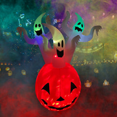 6ft Inflatable Halloween Spooky Three Pumpkin Ghost w/ LED Lights