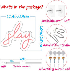 Pink Slay Neon Sign for Wall Decoration  Adjustable Lighting