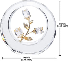 Crystal Tulips Flower Figurines with a Outer Circular Ring for Home Decoration (Clear)
