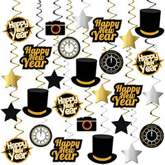 Happy New Year Hanging Swirls Decorations â€?Pack of 30
