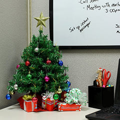 20" Tabletop Pre-lit Mini Christmas Tree Set w/ Clear LED Lights