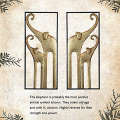 Set of 2 Elephant Wall Art Decoration  Gold Metal (11.8x27.6in)