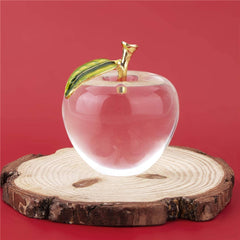 Unique Crystal Apple Figurine Paperweight,Art Glass for Home Decor (Clear)