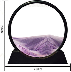 Moving Sand Art Picture Round Glass 3D Deep Sea Sandscape in Motion (7", Purple)