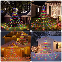 317 LEDs Lights w/ 9 Strands 11.9ft Waterfall Christmas Tree Lights