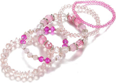 Hot Pink Beaded Boho Stretch Bracelet Colorful Stackable Crystal Beads Bracelets