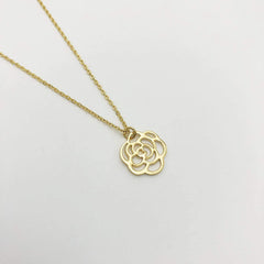 Tiny Gold Rose Choker Necklace, Dainty Cute Initial Pendant Necklace Rose