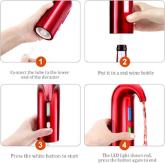 Electric Wine Aerator, Wine Dispenser, Aeration & Decanter Wine Pourer, Red
