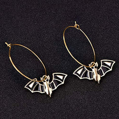 Bat Dangle Hoop Earrings Gold Plated Jewelry for Women