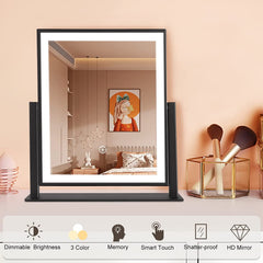 12" Black Makeup Mirror with Lights, Smart Control