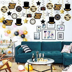 Happy New Year Hanging Swirls Decorations â€?Pack of 30