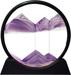 Moving Sand Art Picture Round Glass 3D Deep Sea Sandscape in Motion (7", Purple)
