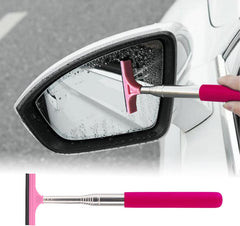 1 PC Car Rearview Mirror Wiper, Retractable Wing Squeegee 38.6in (Red)