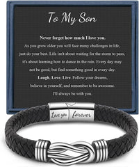 Black Braided Leather Bracelets Gifts for Man
