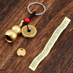 3 Pieces Chinese Gourd Brass Wu Lou Keychains Feng Shui Coins for Good Luck