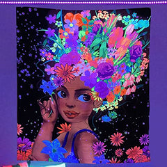 UV Reactive Beautiful Afro Black Woman Tapestry 51"X59"