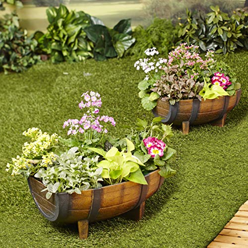 Half Barrel Garden Planters â€?Farmhouse Garden - Set of 2