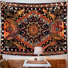 Sun and Moon Tapestry Wall Hanging for Bedroom Living Room Dorm (Orange, 30'' × 40'')