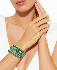 Green Boho Stretch Bracelet Colorful Stackable Crystal Beads Bracelets