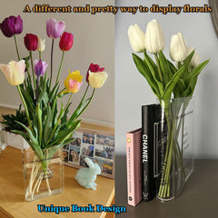 Book Vase for Flowers, Acrylic Clear Book Flower Vase, A Book About Flowers Vase, Unique Home/Bedroom
