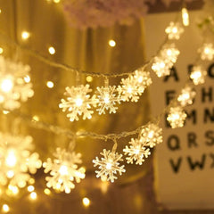 Christmas String Lights, 19.6 ft 40 LED Fairy Lights Battery Operated Waterproof, Warm White (Snowflake)