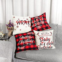 Set of 4  Christmas Throw Pillow Covers 18 x 18