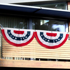 American Bunting Banner USA Pleated Fan Flag 2x4 Feet Embroidered Patriotic Stars, Sewn Stripes