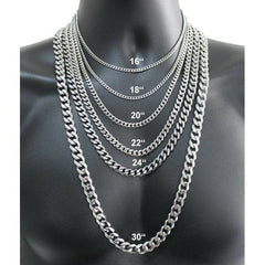 7mm 20" Stainless Steel Silver Tone Chain Cuban Curb Men Necklace