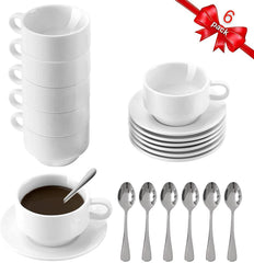 Set of 6, 3.5 oz Coffee Cup and Saucer Set (Early Black Friday Sale)