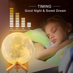 Moon Lamp, 16 Colors 3D Printed Moon Lights w/ Stand, Remote & Touch Control, USB, 4.72in