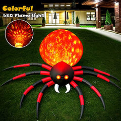 8 FT Halloween Inflatable Spider Outdoor Decorations for Yard, Giant Crawling Spider with LED Rotating Flame,