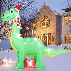 6FT Brachiosaurus Dinosaur Christmas Inflatables Decoration w/ LED
