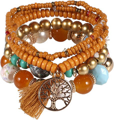 Bohemian Bracelets for Women Stretch Multilayer Colorful Beads Bracelet
