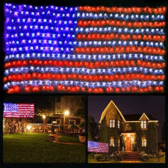420 LED USA Flag Net Patriotic Lights Hanging Ornaments