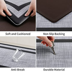 Kitchen Mat 2 PCS Cushioned Anti-Fatigue Kitchen Rugs Non-Skid Waterproof