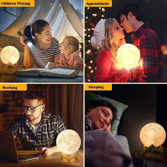 Moon Lamp for Bedroom Moon Night Light for Adults Kids Baby- Gifts for Girls Boys Women Men Remote Touch Control Wooden Stand 4.8 inch Small Size