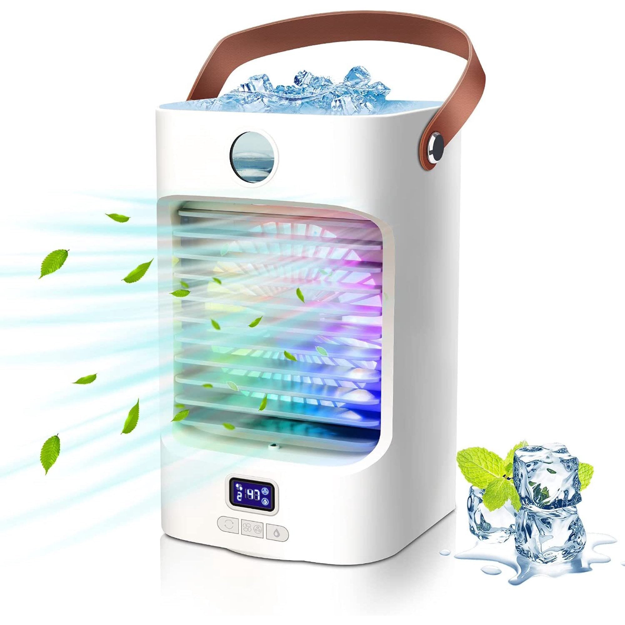 Portable Air Conditioner, Rechargeable Anti-Leak w/ 3-Speed Mode LED ...