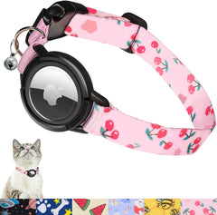 Upgraded AirTag Cat Collar, Integrated GPS Cat Collar w/ Apple Air Tag Holder & Bell Pink