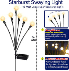 New Upgraded Solar Swaying Light, Sway by Wind, Solar Outdoor Lights, Yard Patio Pathway Decoration Warm White(2 Pack)