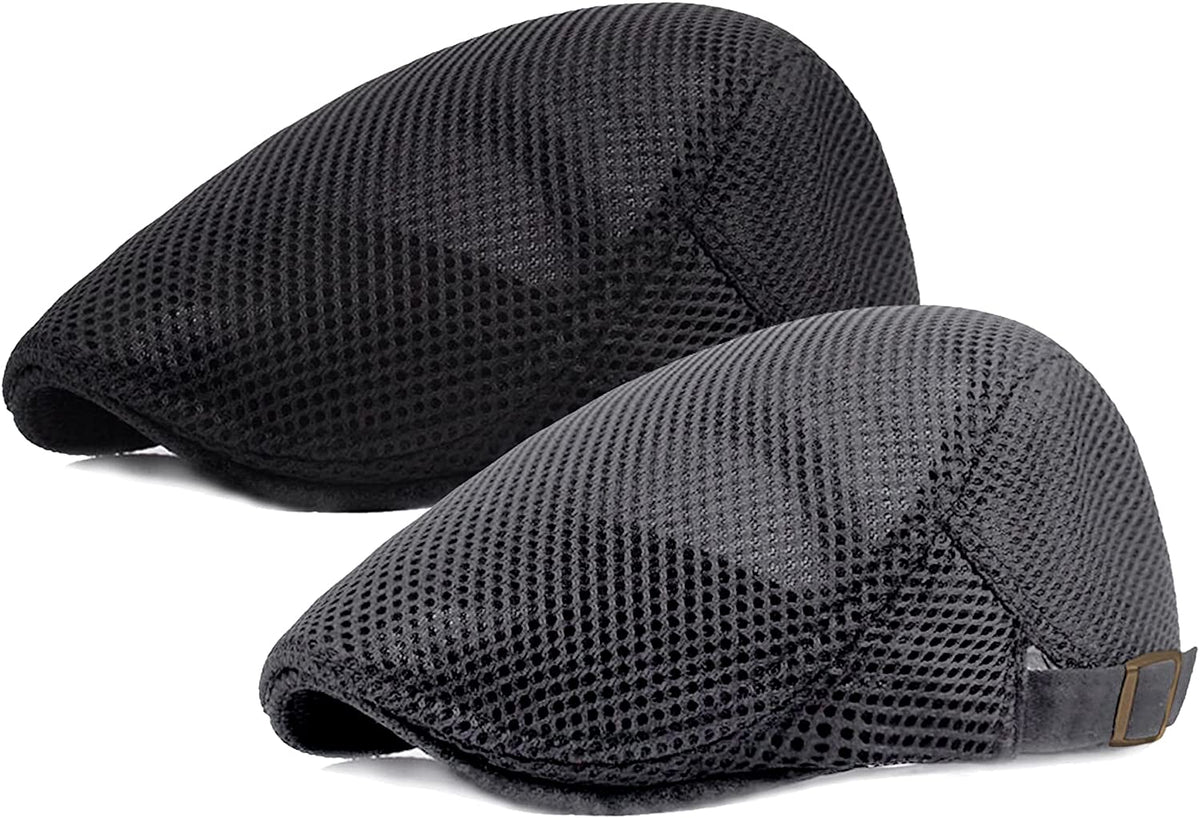 2 Pack Newsboy Gatsby Hats for Men Classic Herringbone Tweed Wool Blend