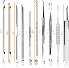 Black Head Remover Pimple Popper Tool Kit 10 Pcs, Comedone Pimple Extractor Tool, Acne Kit for Blackhead, Whitehead Popping, Zit Removing(Silver)
