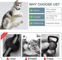 Upgraded AirTag Cat Collar, Integrated GPS Cat Collar w/ Apple Air Tag Holder and Bell Black